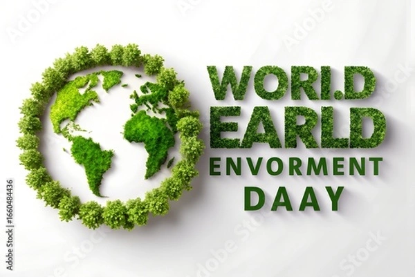 Obraz World environment day concept with green earth and trees, promoting sustainability and ecological awareness isolated on white background