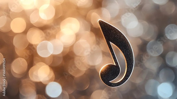 Obraz A musical note graphic floats against a blurry bokeh background.