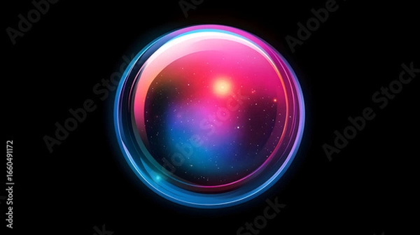 Obraz A glowing sphere against a black background displays vibrant colors and light.