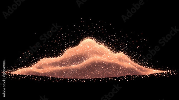 Obraz Abstract digital rendering of a mountain-like structure against a black background.