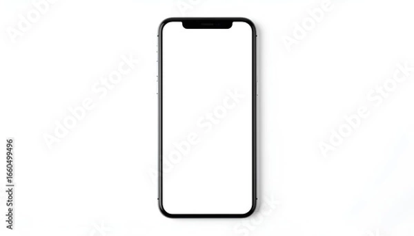 Fototapeta Minimalist Smartphone Mockup with Blank Screen on White Background