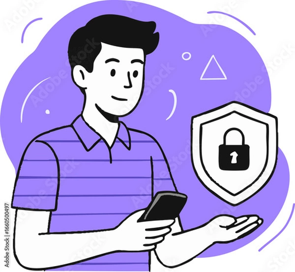 Fototapeta cybersecurity, symbolizing data security and privacy, abstract purple tech background.”