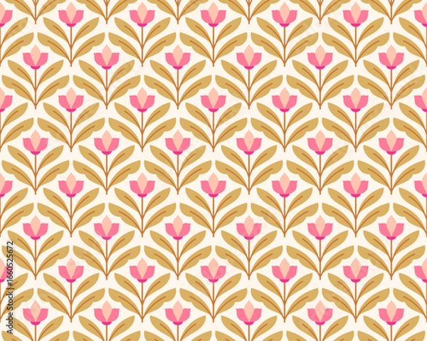 Obraz Vintage Cute Floral Vector Seamless Pattern. Decorative Retro Flower Illustration. Abstract Art Deco Background.