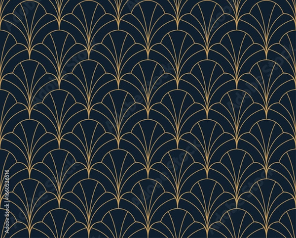 Fototapeta Abstract seamless pattern with art deco floral element. Geometric vector background.