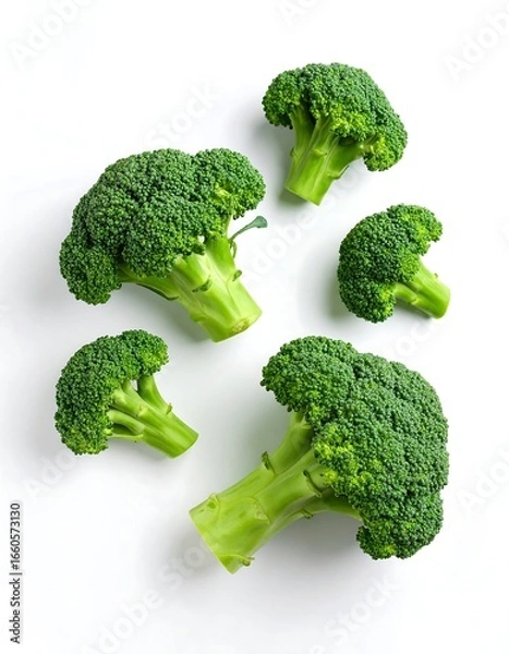 Obraz Fresh broccoli florets against white