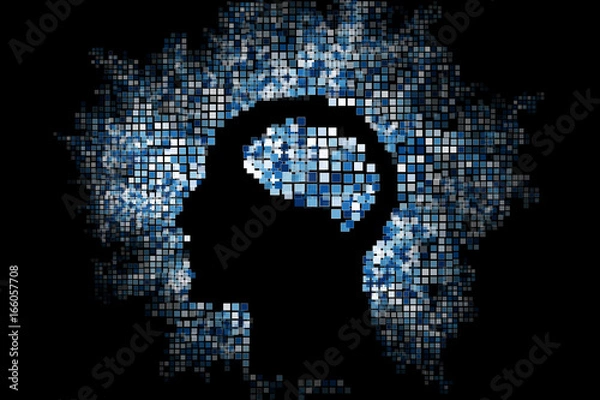 Fototapeta Generative human head shape background. Vector illustration. Concept of artificial intelligence, AI