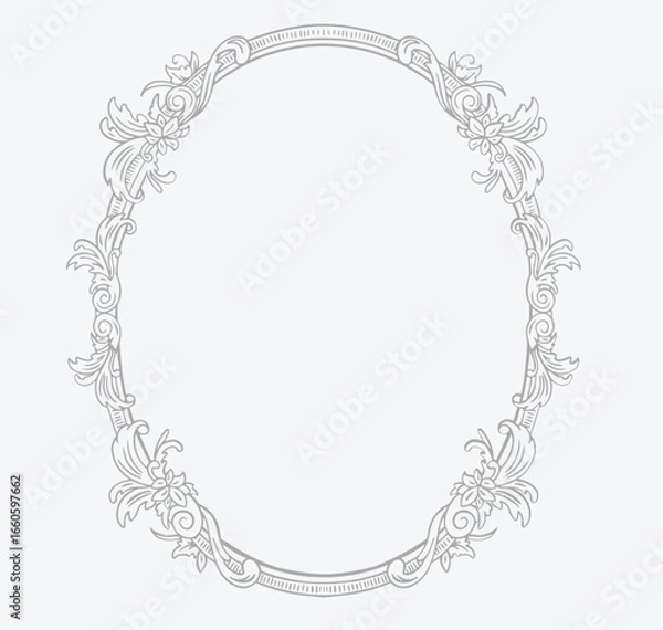 Obraz Oval baroque vintage frame. Monogram wedding frame.