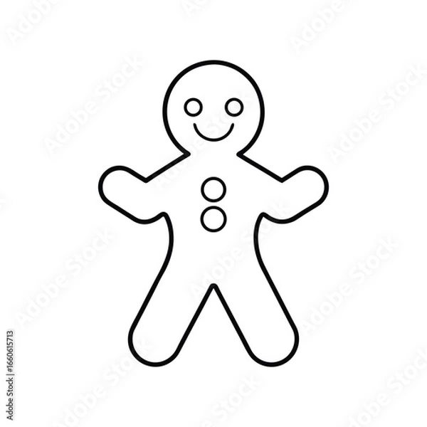Fototapeta Gingerbread Man Line Art Silhouette Vector Illustration on White Background