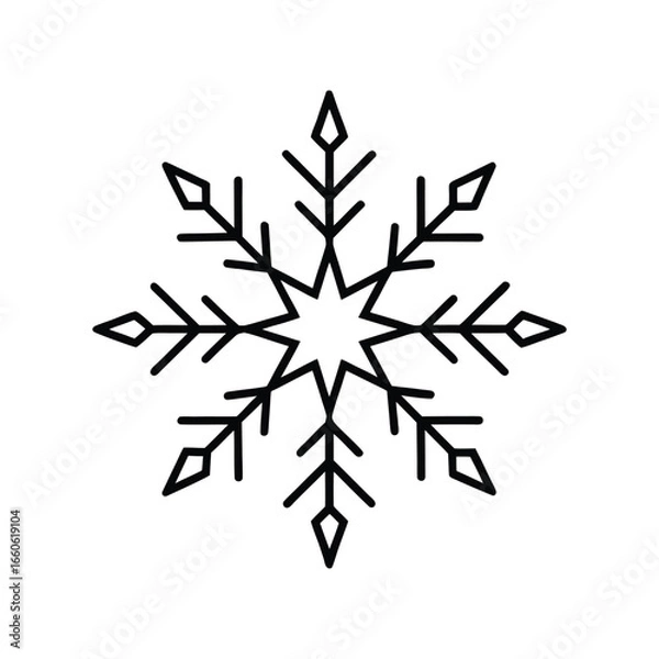 Fototapeta Snowflake Line Art Silhouette Vector on White Background