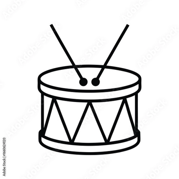 Fototapeta Christmas Drum Line Art Silhouette Vector Illustration