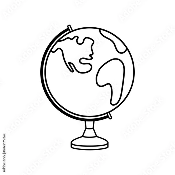 Fototapeta Globe Vector, Earth Vector, Map Vector, Globe Illustration, Glove Outline, Vector Illustration