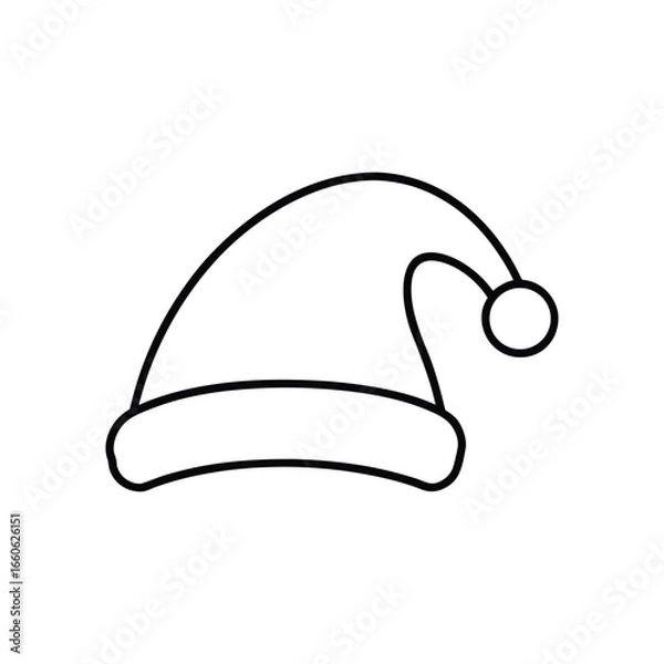 Fototapeta Christmas Hat Line Art Vector Illustration
