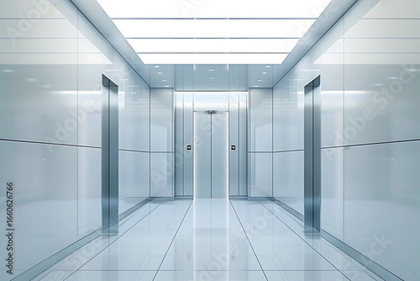 Fototapeta 近代的で清潔感のあるオフィスエレベーターホールの背景