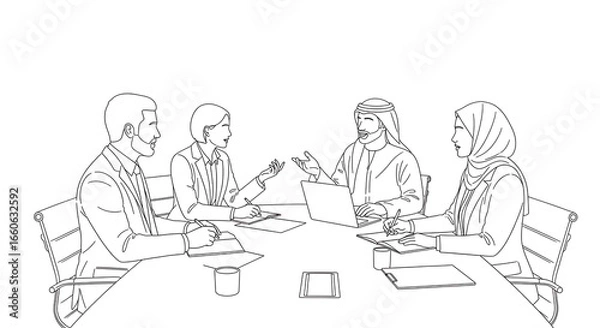 Fototapeta Business Meeting with Diverse Professionals Collaborating in a Conference Room