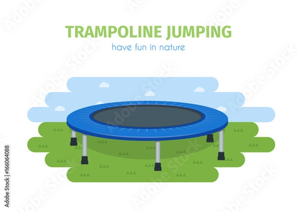 Obraz Jumping trampoline flat realistic icon