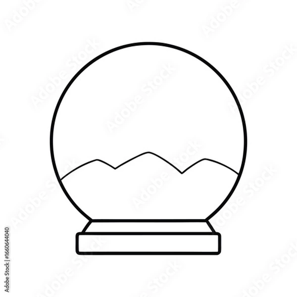 Fototapeta Snow Globe Line Art Vector Illustration on White Background