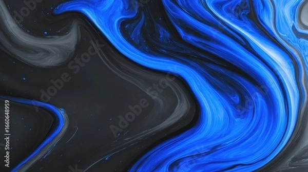 Fototapeta Abstract Blue And Black Swirling Fluid Art Background