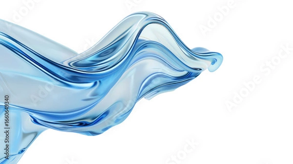 Obraz Abstract Blue Wave Forms with Translucent Texture Flowing Elegantly on a Transparent Background