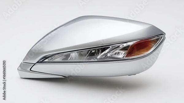 Fototapeta Silver Car Side View Mirror Automotive Part Component Detailed Close Up Studio Shot Bright Reflective Modern Design Clean Lines