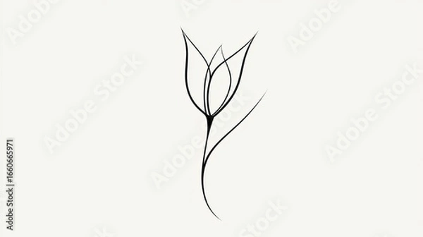 Fototapeta Simple Line Art Drawing Of A Flower On A White Background Minimalist Botanical Illustration Elegant Black And White Floral Design Perfect For Print