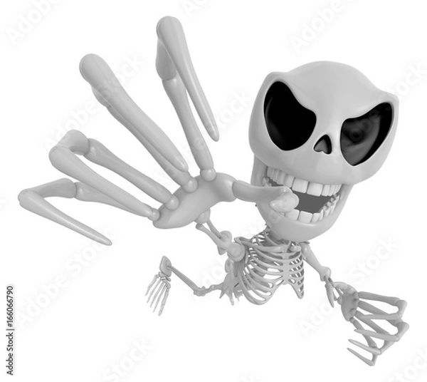 Fototapeta 3D Skeleton Mascot is scaring the daylight out of somebody. 3D Skull Character Design Series.