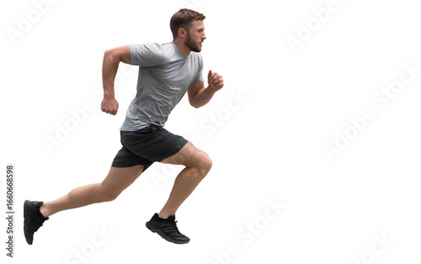 Fototapeta  Man running isolated on transparent background, png photo cutout.
