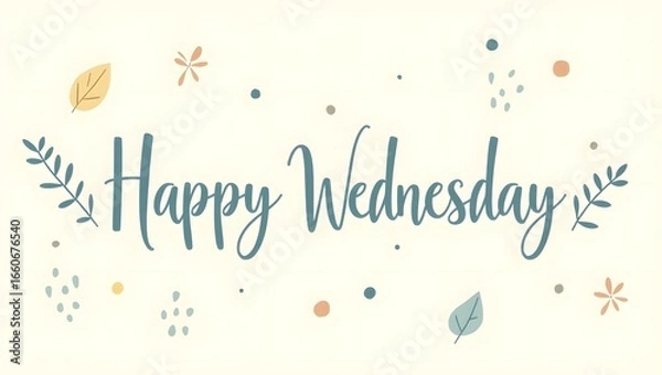 Obraz Happy Wednesday floral greeting card illustration design