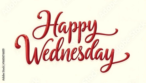 Obraz Happy Wednesday red script lettering design