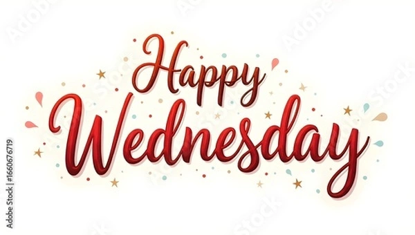 Obraz Happy Wednesday red script lettering design