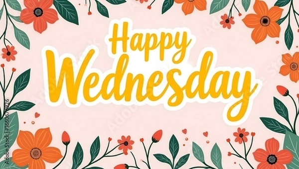 Obraz Happy Wednesday floral greeting card illustration design