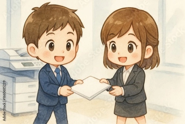 Fototapeta 書類を渡し合う会社員