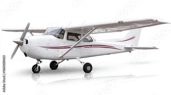 Fototapeta Single Engine Airplane Studio Shot On White Background