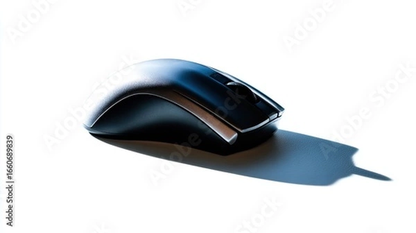 Fototapeta Sleek Computer Mouse On White Background Professional Product Shot High Resolution Image Modern Technology Input Device For Desktop Computer
