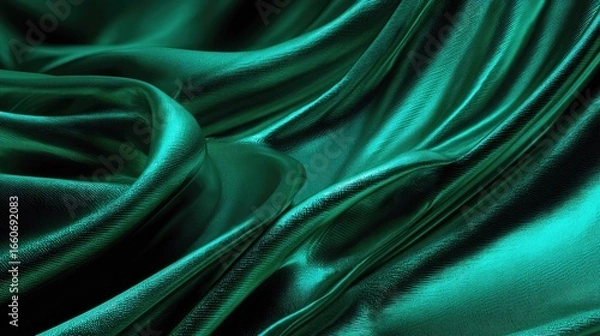 Fototapeta Dark Teal Fabric Texture Abstract Draped Background