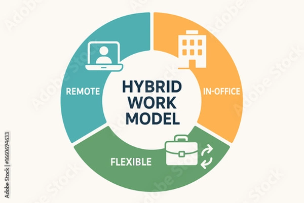 Fototapeta Hybrid Work Model Flexible Work Infographic Vector