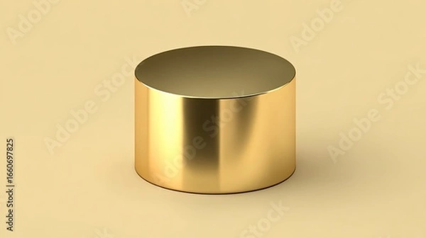 Fototapeta Detailed 3D Render Of A Gold Cylinder Pedestal On A Beige Background A Minimalist Product Display Mockup For Luxury Presentations
