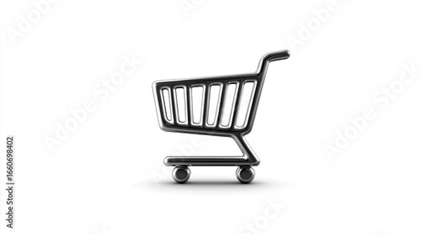 Fototapeta Detailed 3D Render Of A Shopping Cart Icon On A White Background A Minimalist Symbol For Online Shopping And Retail Businesses