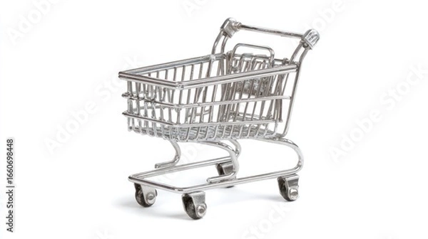 Fototapeta Detailed 3D Render Of A Shopping Cart On A White Background E commerce, Online Shopping, Retail, Consumerism, Market, Business, Commerce, Grocery