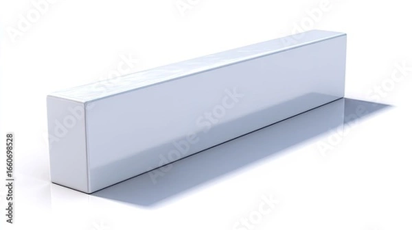 Fototapeta Detailed 3D Render Of A White Rectangular Block Shape On A Clean White Background A Minimalist Geometric Design With Smooth Surface And Subtle Shadow