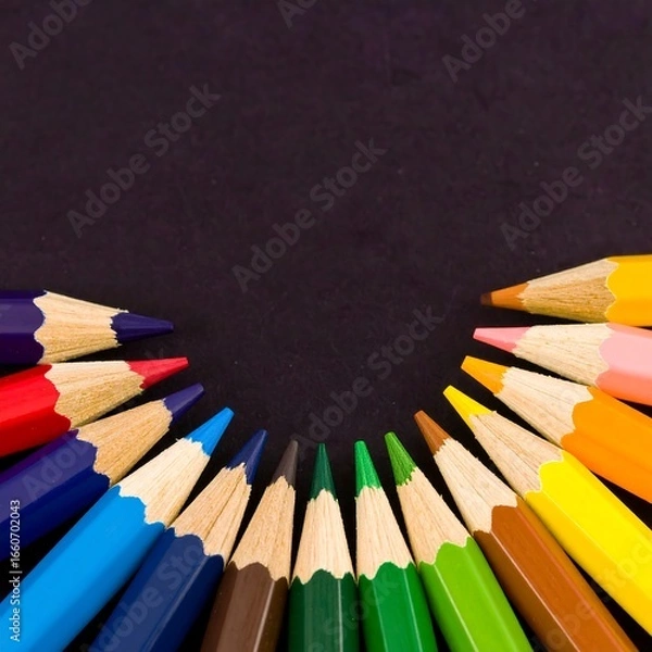 Fototapeta Colored pencils arranged in a circle