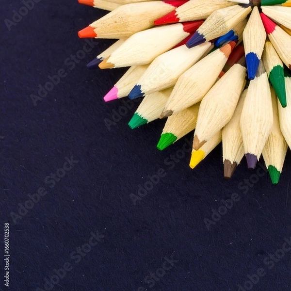 Fototapeta Colored pencils clustered in a circle