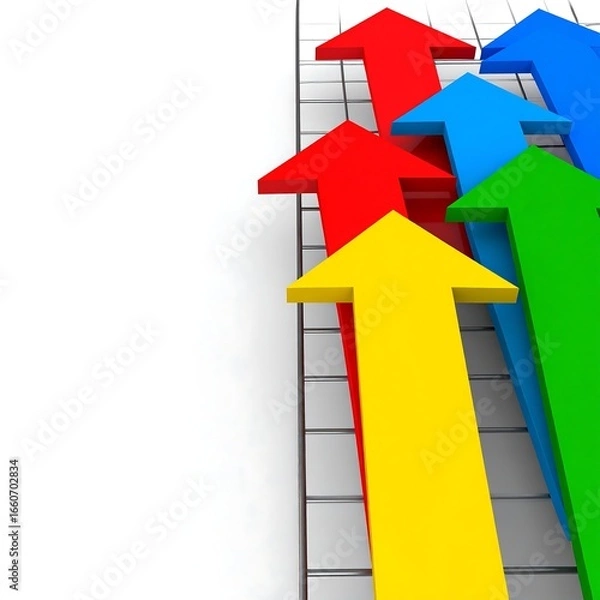 Fototapeta Colorful arrows ascending on graph