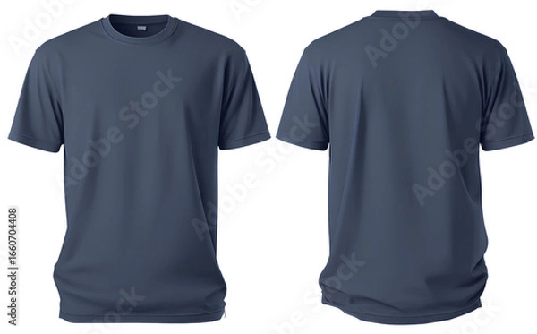 Fototapeta Navy blue t-shirt template on a transparent background, front and back view