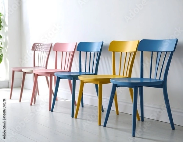Fototapeta Colorful chairs in a row