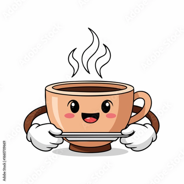 Fototapeta Smiling Coffee Cup Serving Tray