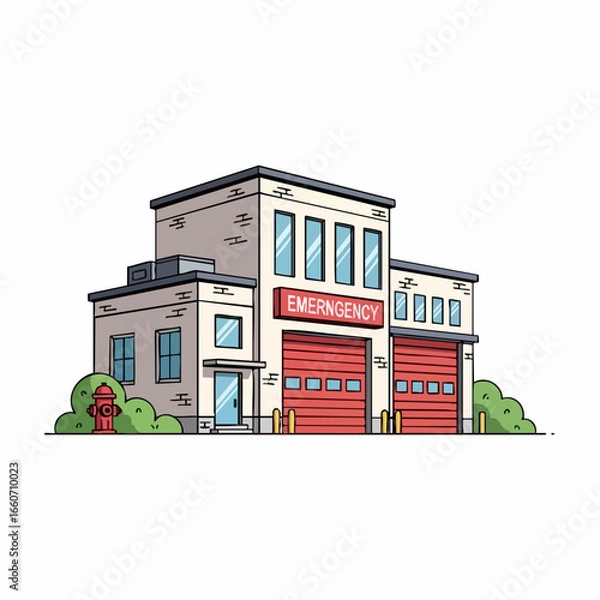 Fototapeta Emergency Services Building Vector Illustration