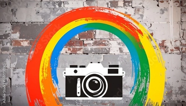 Fototapeta Colorful circular graphic with camera