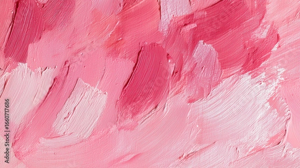 Obraz 抽象的なローズピンクの絵の具のテクスチャ背景画像を現代アートの筆使いで描いたAI生成画像