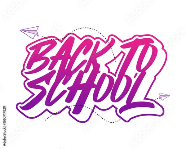 Fototapeta Back to school lettering handwriting for banner or website. vector eps 