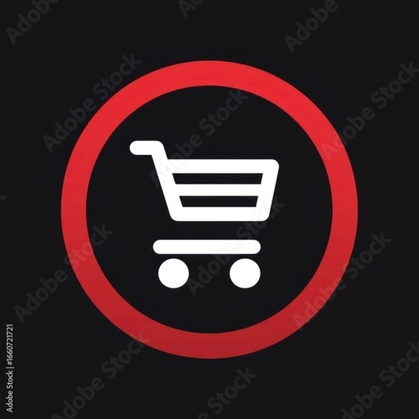 Fototapeta Shopping cart icon in red circle